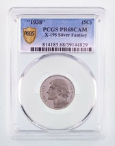 1938 Silver Fantasy Jefferson Nickel X-195 Graded by PCGS as PR68CAM - $1,247.40