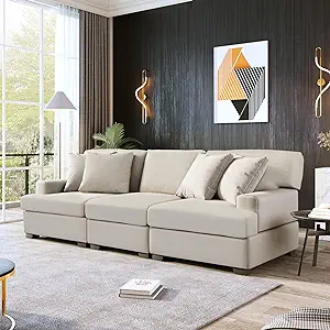 Merax 3 Upholstered Sofa Sets, Couch with Removable Back, Seat Cushions,... - $963.99