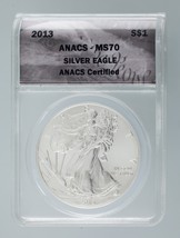 2013 1 Oz. Argento American Eagle Selezionato Da Anacs Come MS-70 - £121.86 GBP