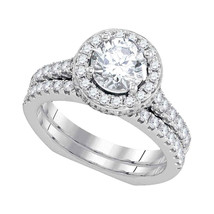 18k White Gold Round Diamond Bridal Wedding Engagement Ring Band Set 2.00 Cttw - £8,151.83 GBP