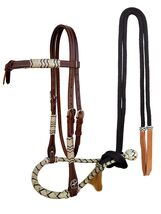 Horse Western Knotted Bosal Rawhide Hanger Headstall w/ Braided Reins 78J04 - $29.69+