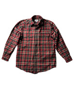 Vintage Carhartt Mens Holiday Plaid Heavy Flannel Red Black Button-Up Si... - $34.64