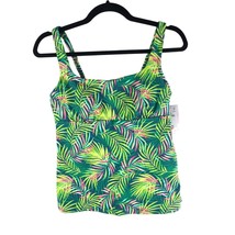 Lands End Chlorine Resistant Square Neck Underwire Tankini Swimsuit Top Green 8 - £15.06 GBP