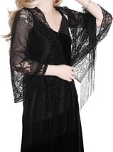 Shawls and Wraps for Evening Dresses Floral Lace Scarf Shawl with Tassels Fringe - £16.74 GBP
