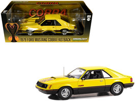 1979 Ford Mustang Cobra Fastback Bright Yellow w Black &amp; Red Cobra Hood ... - £65.79 GBP