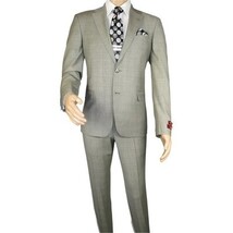 Men Suit BERLUSCONI Turkey Italian Wool 180's Glenn Plaid K167-06 Black White image 3