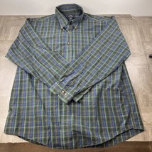 Brooks Brothers Shirt Mens Large Green Long Sleeve Button Up Dress Plaid - £12.61 GBP