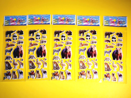 LOT 5x STICKERS SHEETS ANIMAL WILDLIFE ZOO SAFARI ZEBRA CAMEL PANDA GIRA... - $125.53 MXN