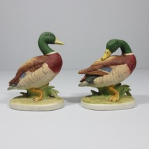 2 Lefton Mallard Ducks Porcelain Figurines Hand Painted KW00214 Japan Vtg - £13.67 GBP