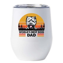 World&#39;s Best Westie Dog Dad Wine Tumbler 12oz White Cup Gift For Dog Pet Lover - £18.27 GBP