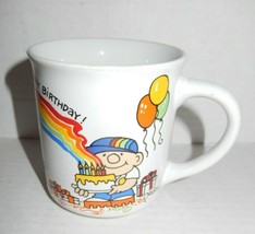 Vintage 1981 Ozzie Coffee Mug Cup Ceramic Happy Birthday Rainbows W. Berrie - £19.01 GBP