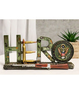 Rustic Patriotic Hero Word Art USA Army Eagle Seal Rifle Sign Desktop Pl... - $413.93 MXN