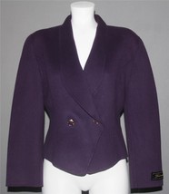 CHERE-DAME Wool? Blend Plum Round Pointed Front Blazer Jacket Wm&#39;s Est. ... - £26.37 GBP
