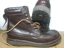 POLO Ralph Lauren Men Size 7 D Brown Leather Boots WILLINGCOTT Lug Sole  - $65.86