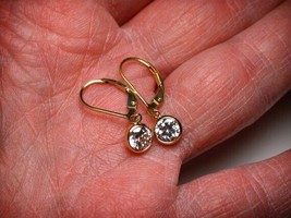 3/4 Ct Bezel Set Dangle Diamond Earrings with Lever Back 14K Yellow Gold Over - $94.99