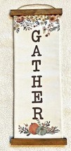 Ashland Fall Autumn Wall Banner &quot;GATHER&quot; Thanksgiving Cloth Wood 7.75&quot; X... - £7.51 GBP