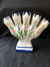 antique / vintage portugese TULIP Vase . Handpainted. - £78.22 GBP