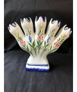 antique / vintage portugese TULIP Vase . Handpainted. - $99.00