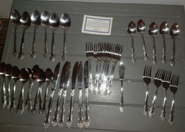 45 pieces Rogers Co Stainless Flatware Dream Rose Pattern Korea Mixed Lot - £43.25 GBP