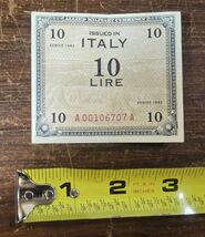 1943 10 Lire BN issued as Allied Military Currency for use in Italy duri... - $24.75