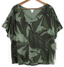 Caslon Plus Size 1X Green Gray Camo Wave T-Shirt Organic Cotton Boho Summer - £11.58 GBP