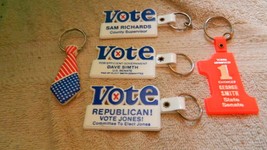 POLITICAL VOTING KEYCHAIN LOT OF 5 DIFFERENT VINTAGE FREE USA SHIP - £9.74 GBP
