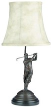 Sculpture Table Lamp Golf Golfer Swing Hand Painted Made in USA OK Casting - £410.50 GBP