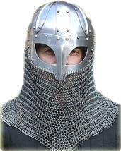 Medieval Historical Viking Helmet protective Battle Armor+18G Steel w/Chain mail - £60.91 GBP