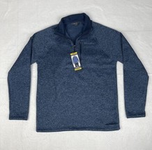 New Mens Eddie Bauer Radiator Fleece Pullover Snap Front Navy Heather Bl... - $26.72