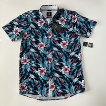 Fried Denim Shirt Men Size Small Hawaiian Tropical Floral Slim Fit - £18.42 GBP