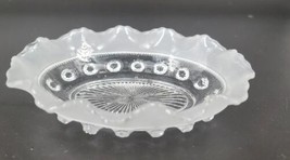1930&#39;s Davidson Dish Blackberry Prunt Clear Frosted Ruffled Oval Vintage... - $15.47