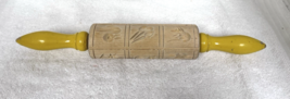 Vintage Yellow Wood Embossed Birds Ducks Tracks Springerle Cookie Rollin... - $24.26
