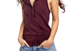 Free People vintage textured tank top in BURGUNDY - £35.48 GBP