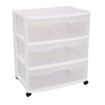 Mobile 3-Drawer Storage Cart Wardrobe Home Storage Cabinet in Clear White - $2,585.21 MXN