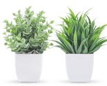 2 Packs Small Fake Plants Mini Artificial Potted Plants For Table Desk H... - $14.99