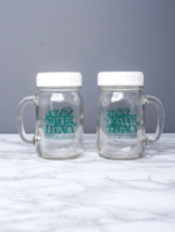 Mason Jar Glass Mug w Handles Money Jar Lids Pair of 2 - £11.02 GBP