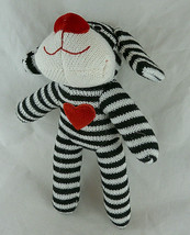 DanDee Collectors Choice black &amp; white striped sock Dog 9.5&quot; tall W red heart - £5.45 GBP