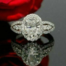 3.50Ct Taglio Ovale Diamanti Finti Halo Fidanzamento Anello 925 Argento Sterling - £143.98 GBP