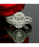 3.50Ct Taglio Ovale Diamanti Finti Halo Fidanzamento Anello 925 Argento ... - £143.88 GBP