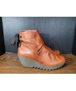 Fly London Chestnut Brown Yuma Yama Wedge Boot 9.5 /40 Booties - $901.87 MXN