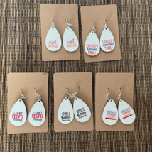 Funny Sarcastic Sayings Sublimated On Wood Tear Drop Shaped Earrings 5 Pairs - £16.20 GBP