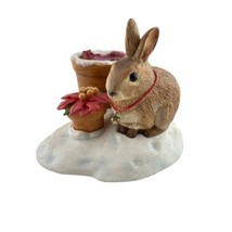 Hallmark Christmas Tea Light Votive Marjolein Bastin Rabbit Poinsettia Snow - £11.29 GBP