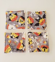 4 Halloween Square Cloth Drink Coaster Mug Rugs Candy Corn Trick or Treat Ghost - £11.95 GBP