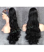 Black Human Hair Blend PONYTAIL Hair piece Drawstring ex long wavy/Curly... - $931.99 MXN
