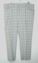 Talon Straight Leg Mens 42x27 Trouser Pants Gray Yellow Plaid Checkered Golf 80s - $24.00