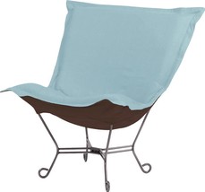 Pouf Chair Howard Elliott Sterling Breeze Blue Light Soft Burlap-Like Texture - £830.53 GBP