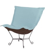 Pouf Chair HOWARD ELLIOTT STERLING Breeze Blue Light Soft Burlap-Like Te... - £817.02 GBP