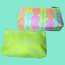 Lot of 2 Clinique Green Yellow Pink Orange Cosmetic Makeup Travel Bags  8&quot; x 5&quot; - $8.56