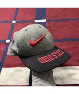 Vintage Nike Team Ohio State Buckeyes Snapback Hat Wool Big Swoosh Gray - $75.00
