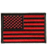 Bloodred-Black US flag Patch 3&quot;x2&quot; Inches Hook and Loop backing - £4.69 GBP